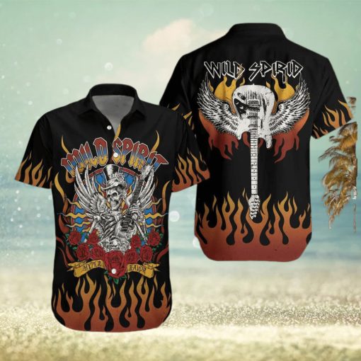 Skull Play Guitar Wild Spirit Hawaiian Aloha Shirts