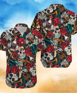 Skull Rose Alcohol Aloha Hawaiian Shirts