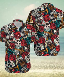 Skull Rose Alcohol Aloha Hawaiian Shirts