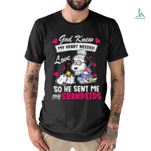 Snoopy God Knew My Heart Needed love so He sent me My Grandkids shirt