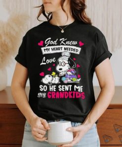Snoopy God Knew My Heart Needed love so He sent me My Grandkids shirt