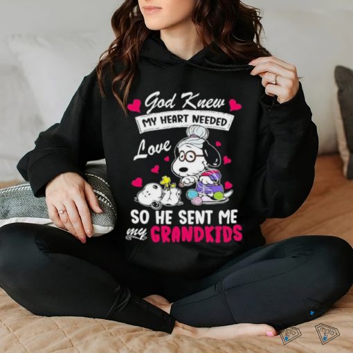 Snoopy God Knew My Heart Needed love so He sent me My Grandkids shirt