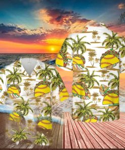 Softball And Tacos Palm Tree White Pattern Unisex Hawaiian Shirts