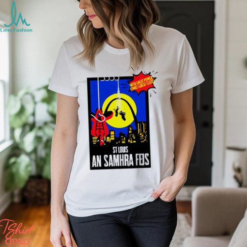 Spider Man with great power comes great cliens St Louis an Samhra Feis comic shirt