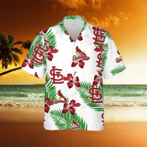 St  Louis Cardinals Funny Hawaiian Shirt Hibiscus Flower Pattern On White Theme