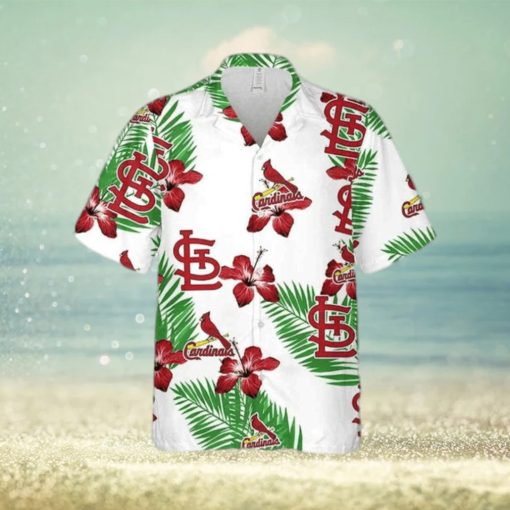 St  Louis Cardinals Funny Hawaiian Shirt Hibiscus Flower Pattern On White Theme