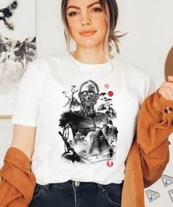 Star Wars C 3PO sumi e style Protocol Droid in the Desert Planet art shirt