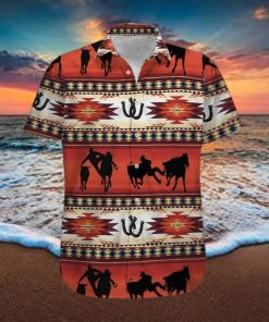 Steer Wrestling Red Pattern Unisex Hawaiian Shirts