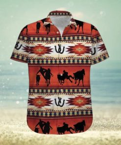 Steer Wrestling Red Pattern Unisex Hawaiian Shirts