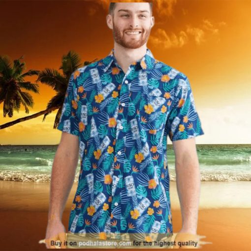 Summer Aloha Busch Light Funny Hawaiian Shirt Palm Leaves Pattern Beach Gift