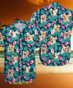 Summer Aloha Corgi Funny Hawaiian Shirt Palm Leaves Pattern