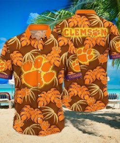 Summer Aloha NCAA Clemson Tigers Hawaiian Shirt Palm Leaves Pattern Beach Gift For Dad