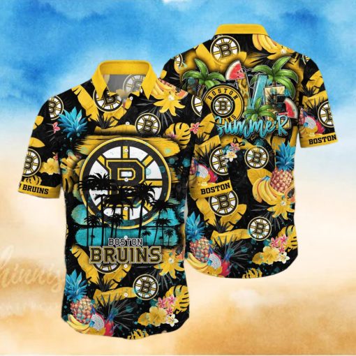 Summer Aloha NHL Boston Bruins Hawaiian Shirt Tropical Fruit Pattern Beach Gift For Dad