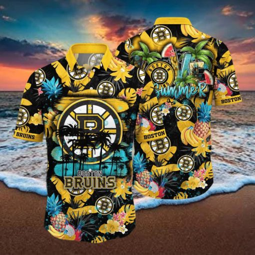 Summer Aloha NHL Boston Bruins Hawaiian Shirt Tropical Fruit Pattern Beach Gift For Dad