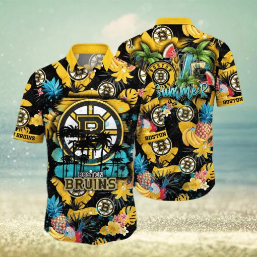 Summer Aloha NHL Boston Bruins Hawaiian Shirt Tropical Fruit Pattern Beach Gift For Dad