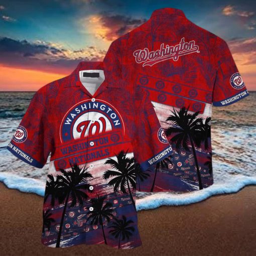 Summer Aloha Washington Nationals Hawaiian Shirt Palm Tree Pattern Gift For MLB Fans