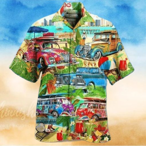 Summer Car Holiday On The Beach Hawaiian Aloha Shirts