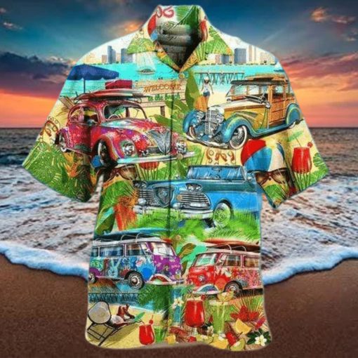 Summer Car Holiday On The Beach Hawaiian Aloha Shirts