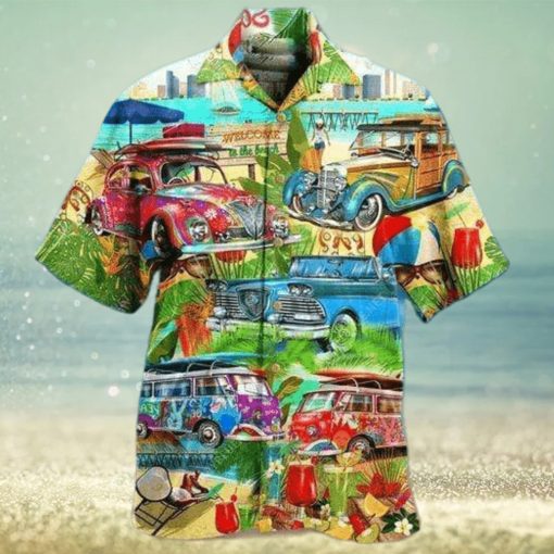 Summer Car Holiday On The Beach Hawaiian Aloha Shirts