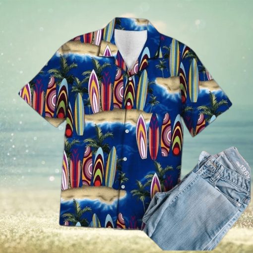 Summer Surfboard Palm Tree Hawaiian Aloha Shirts