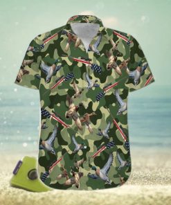 Suns Up Guns Up Duck Hunter Green Camo Pattern Unisex Hawaiian Shirts