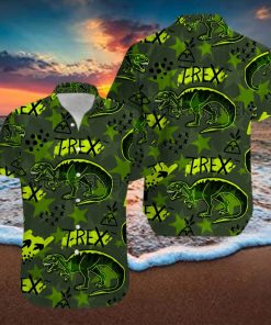 T Rex Green Hawaiian Shirts Kv