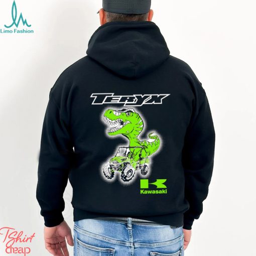 T Rex riding Jeep Teryx Kawasaki logo shirt