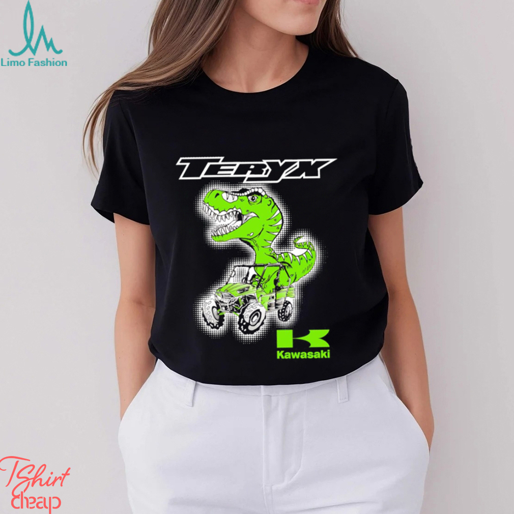 T Rex riding Jeep Teryx Kawasaki logo shirt T Rex riding Jeep Teryx Kawasaki logo shirt