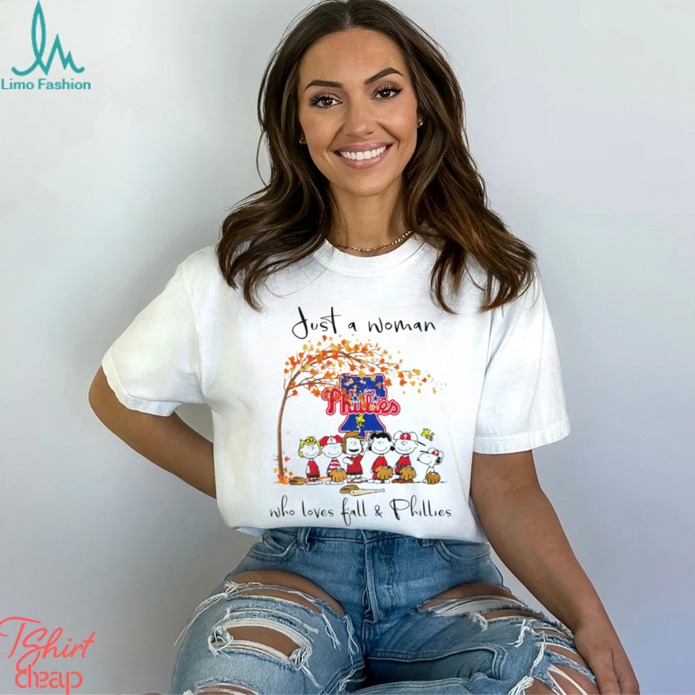 The Peanuts just a woman who loves fall and Philadelphia Phillies 2023 shirt  - Limotees