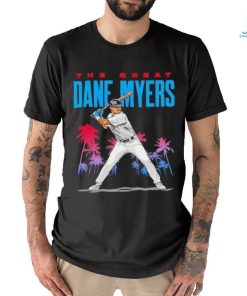 The great Dane Myers Miami Marlins baseball shirt