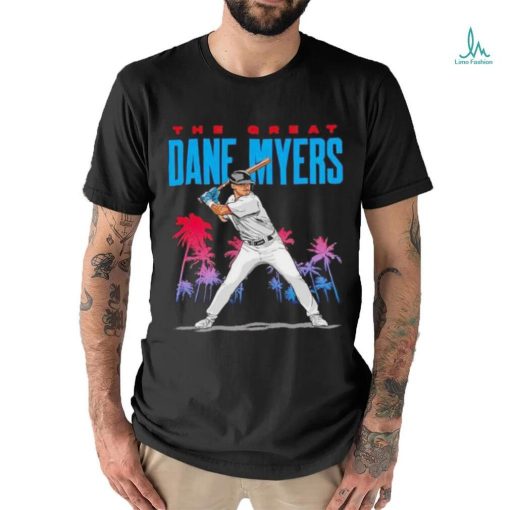 The great Dane Myers Miami Marlins baseball shirt