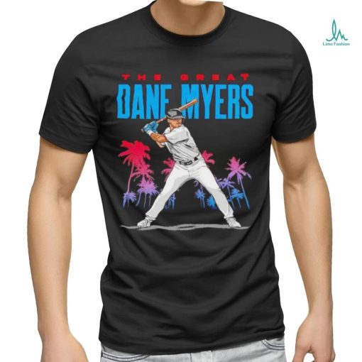 The great Dane Myers Miami Marlins baseball shirt