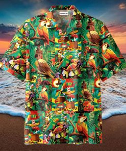 Tiki Tiki Parrot Art Unisex Hawaiian Aloha Shirts