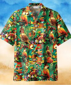 Tiki Tiki Parrot Art Unisex Hawaiian Aloha Shirts