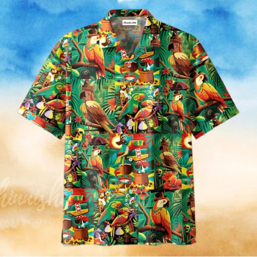 Tiki Tiki Parrot Art Unisex Hawaiian Aloha Shirts