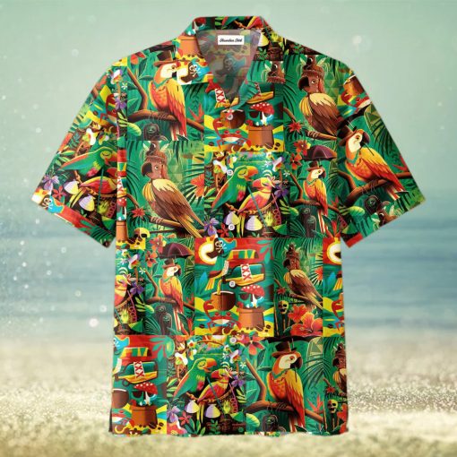 Tiki Tiki Parrot Art Unisex Hawaiian Aloha Shirts