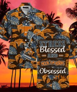 Tropical Aloha NCAA Texas Longhorns Hawaiian Shirt Stress Blessed Obsessed hawaiian shirt