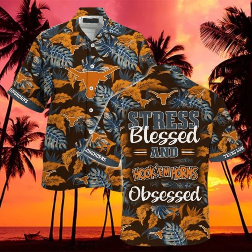 Tropical Aloha NCAA Texas Longhorns Hawaiian Shirt Stress Blessed Obsessed hawaiian shirt