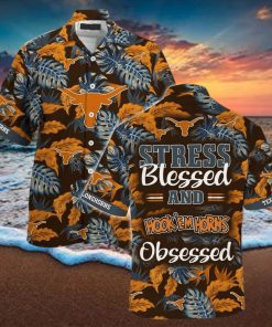 Tropical Aloha NCAA Texas Longhorns Hawaiian Shirt Stress Blessed Obsessed hawaiian shirt