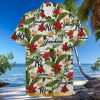 ChArmkpR European and American men s Hawaiian holiday style flower contrast creative stitching printed shirt