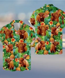 Tropical Highland Cow 3D Hawaiian Shirt