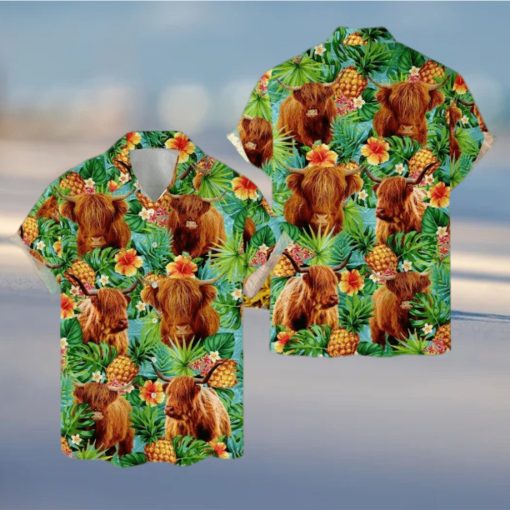 Tropical Highland Cow 3D Hawaiian Shirt