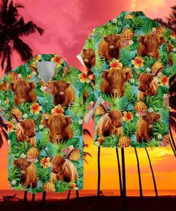 Tropical Highland Cow 3D Hawaiian Shirt