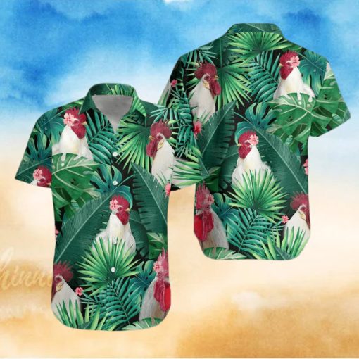 Tropical White Rooster Hawaiian Shirt