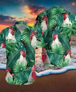 Tropical White Rooster Hawaiian Shirt