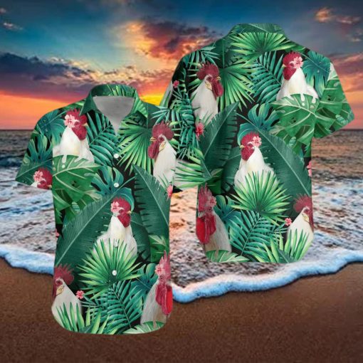 Tropical White Rooster Hawaiian Shirt