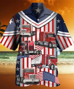 Truck USA Flag Trucker Hawaiian Shirt