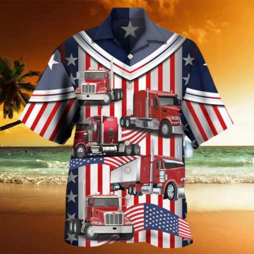 Truck USA Flag Trucker Hawaiian Shirt