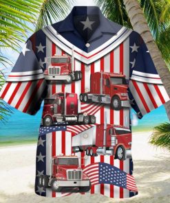 Truck USA Flag Trucker Hawaiian Shirt