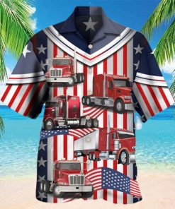 Truck USA Flag Trucker Hawaiian Shirt